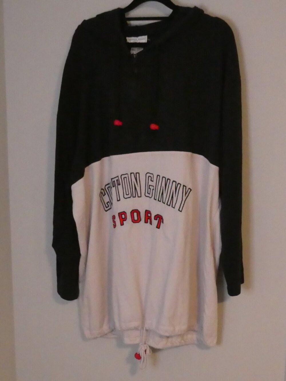 90s Vintage COTTON GINNY PLUS Sport Colorblock Hoodie Sweatshirt - Plus Medium